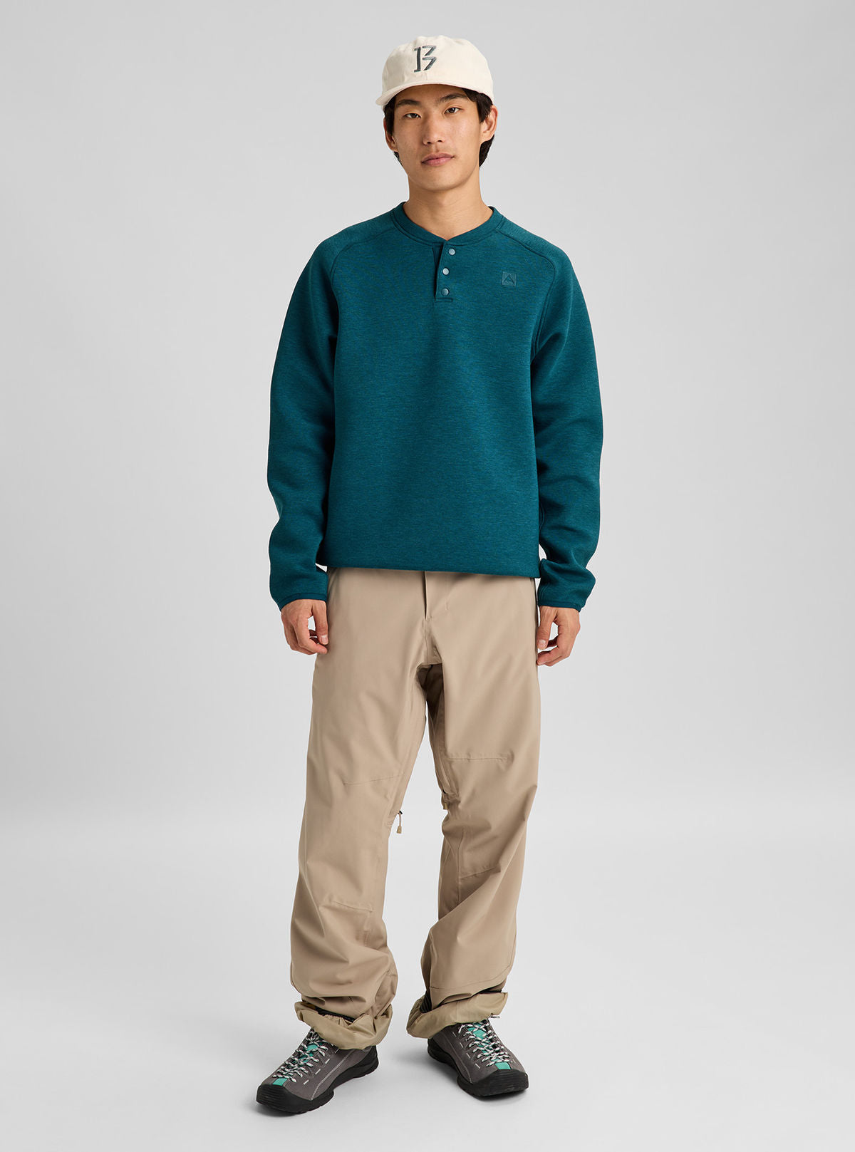 Men's Burton SpaceCloud Henley - Atlantic Teal Heather - Burton Quarter Pullover Apparel - alternate view 2