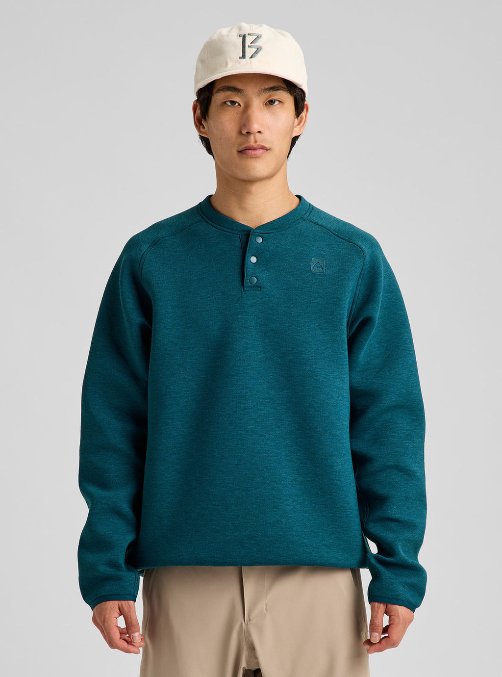 Men's Burton SpaceCloud Henley - Atlantic Teal Heather - Burton Quarter Pullover Apparel - alternate view 3