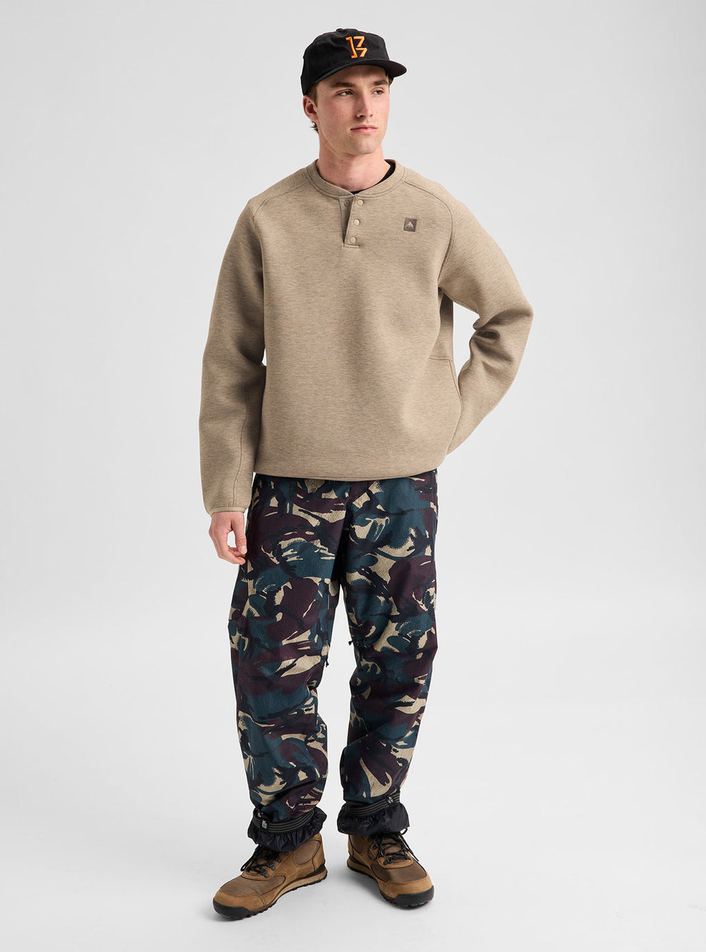 Men's Burton SpaceCloud Henley - Summit Taupe Heather - Burton Quarter Pullover Apparel - alternate view 3