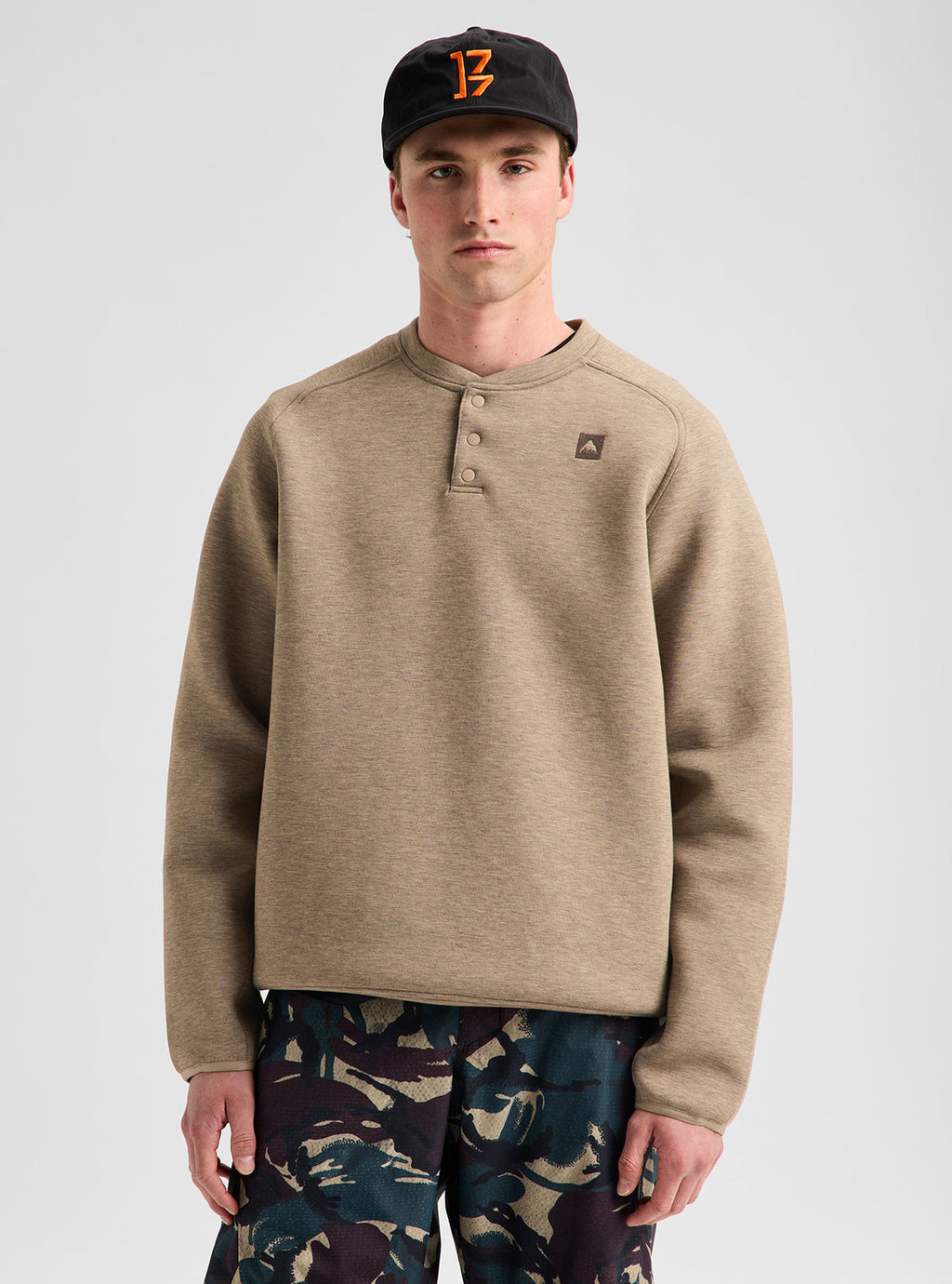 Men's Burton SpaceCloud Henley - Summit Taupe Heather - Burton Quarter Pullover Apparel - alternate view 4