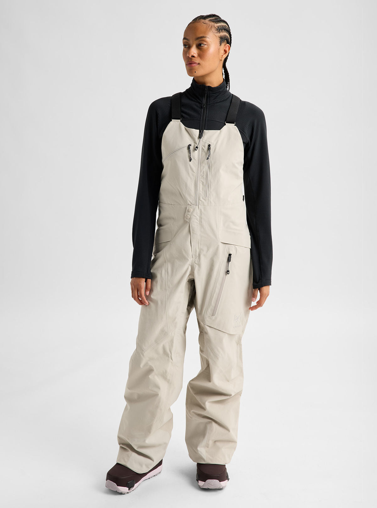 Women's Burton [ak] Cyclic GORE-TEX 2L Bib Pants - Chinchilla Gray - Burton Bibs Outerwear - alternate view 2
