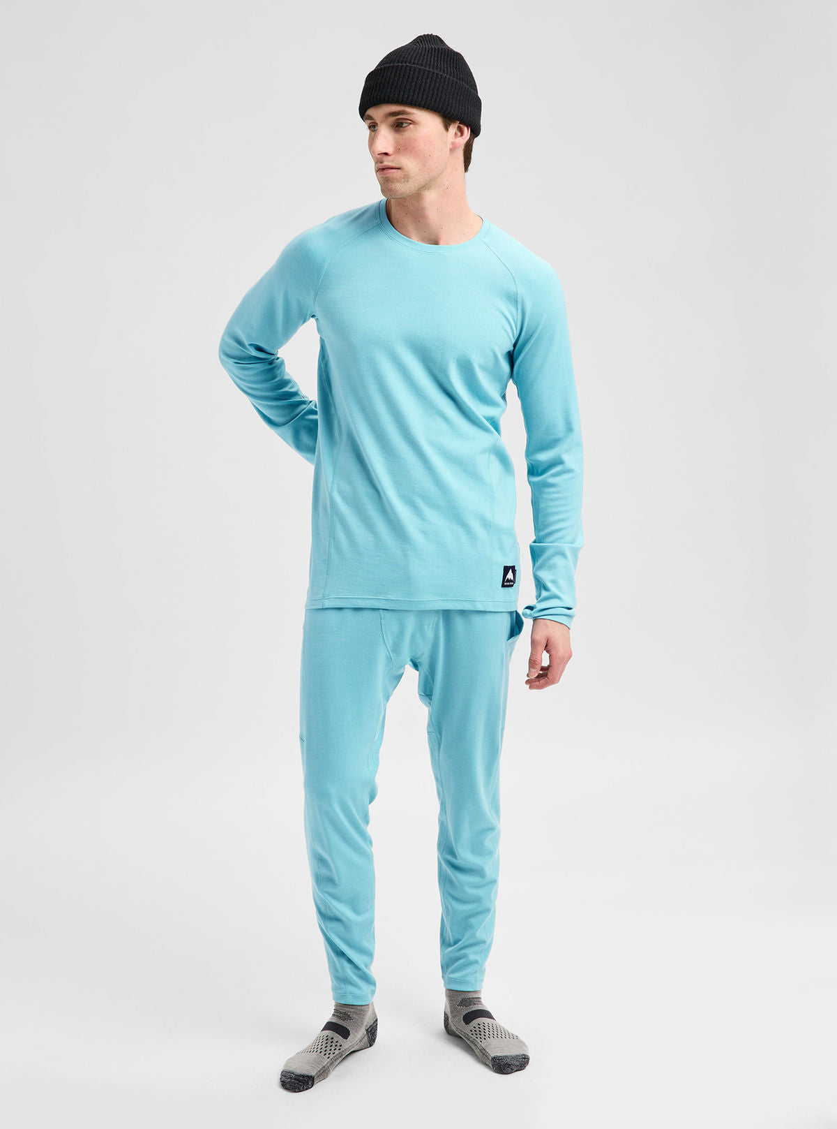 Men's Burton Merino Blend Midweight Base Layer Crew - Mineral Blue - Burton Crew Neck Base - alternate view 3