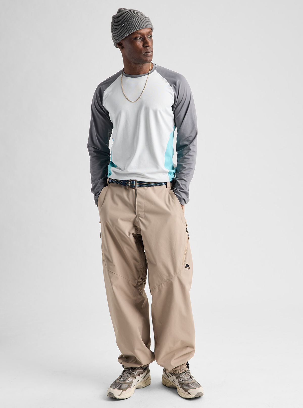 Men's Burton Synthetic Midweight Base Layer Crew - Gray Cloud/Gotham Gray/Mineral Blue - Burton Crew Neck Base - alternate view 3