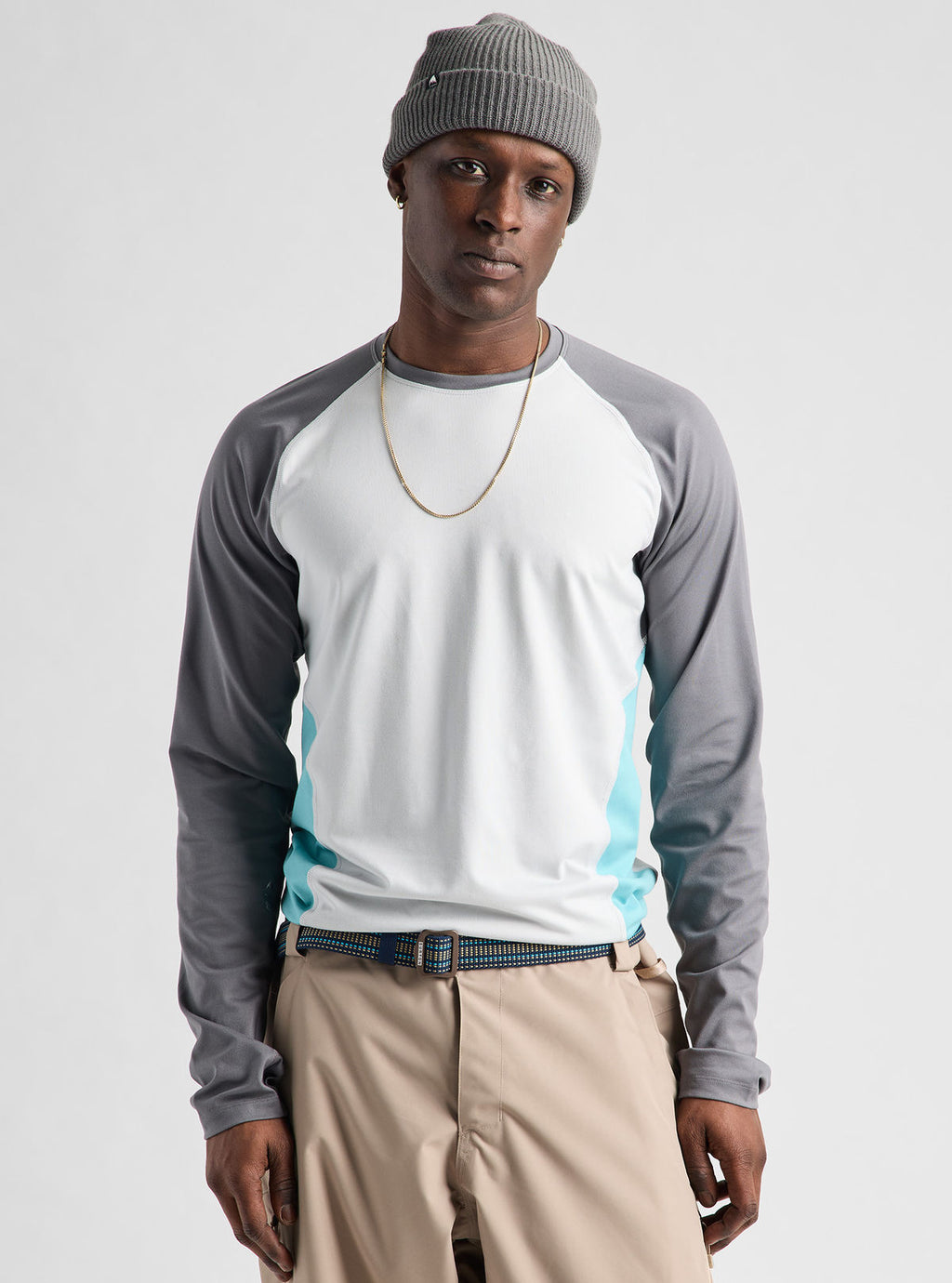 Men's Burton Synthetic Midweight Base Layer Crew - Gray Cloud/Gotham Gray/Mineral Blue - Burton Crew Neck Base - alternate view 4
