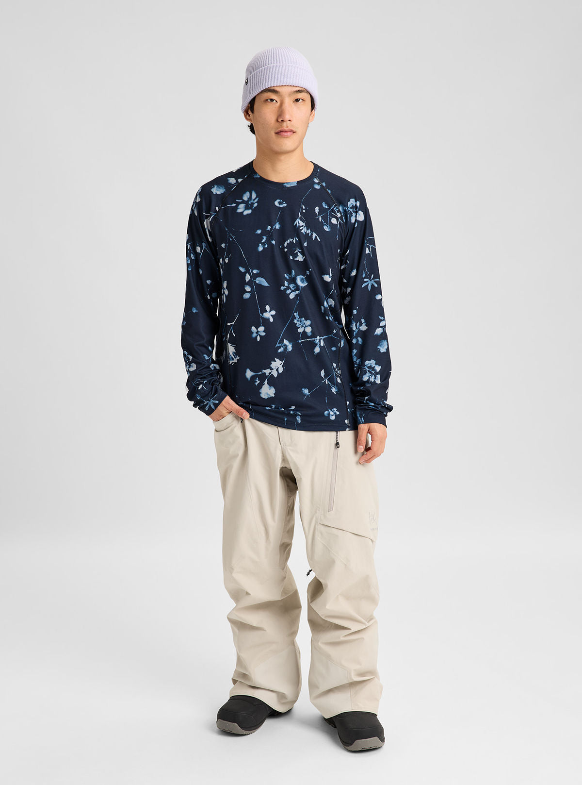 Men's Burton Synthetic Midweight Base Layer Crew - Cyanotype Floral - Burton Crew Neck Base - alternate view 3