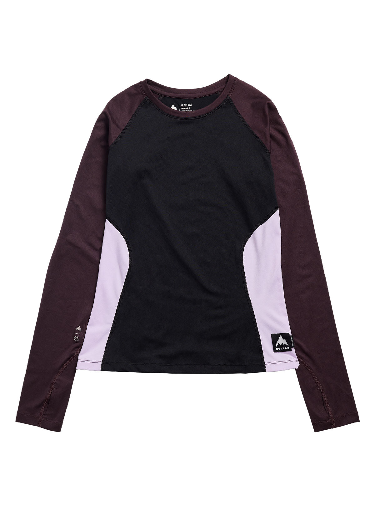 Women's Burton Synthetic Midweight Base Layer Crew - True Black/Bear Hug Brown/Moondust Purple - Burton Crew Neck Base