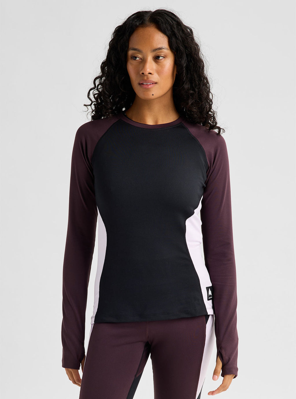 Women's Burton Synthetic Midweight Base Layer Crew - True Black/Bear Hug Brown/Moondust Purple - Burton Crew Neck Base - alternate view 4