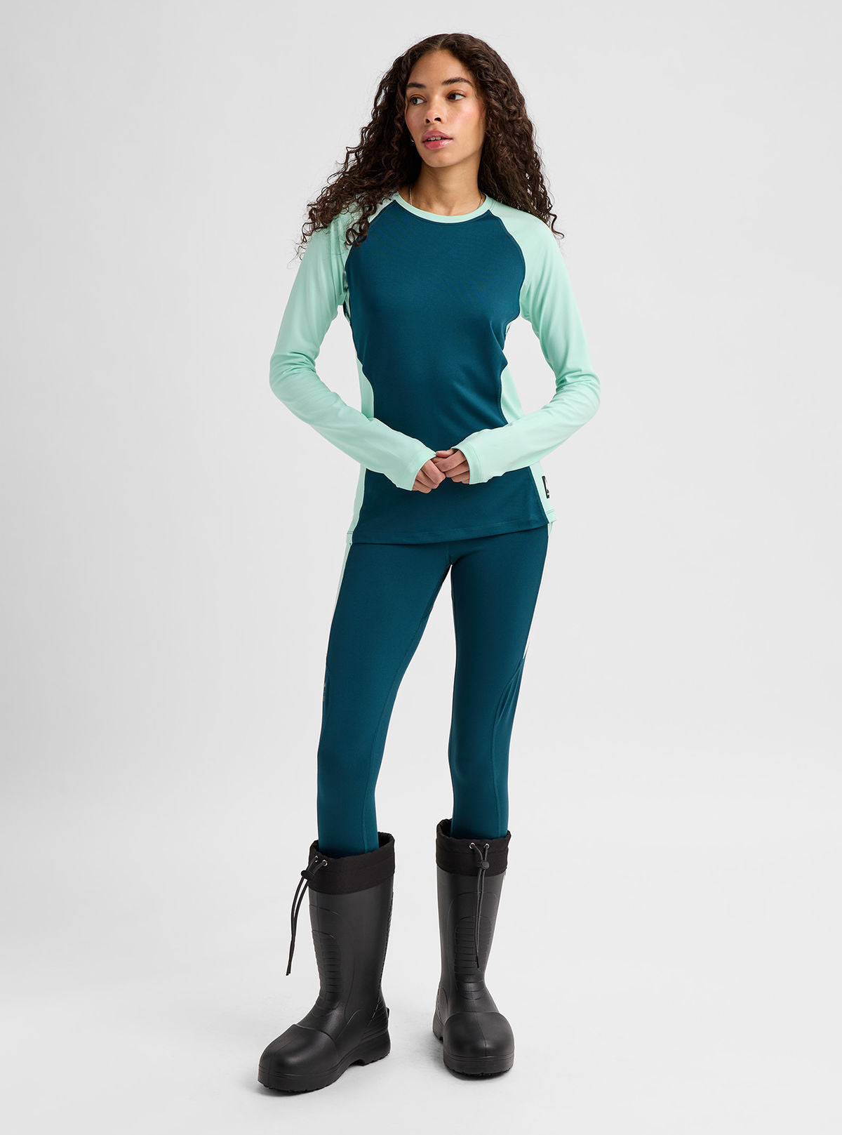 Women's Burton Synthetic Midweight Base Layer Crew - Atlantic Teal/Spring Frost - Burton Crew Neck Base - alternate view 3