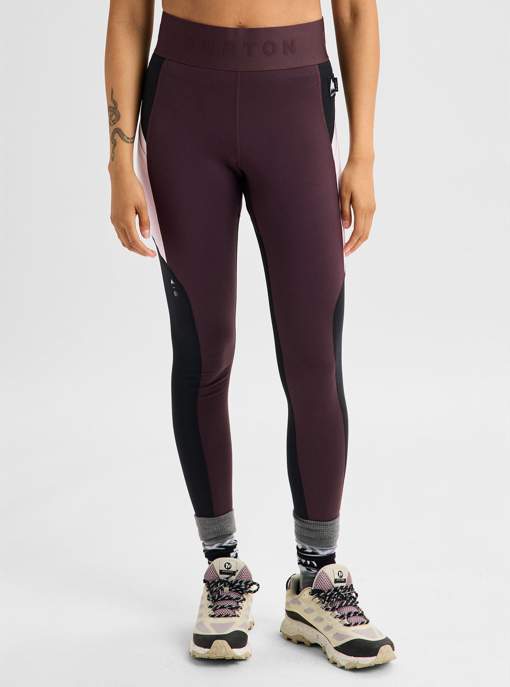 Women's Burton Synthetic Midweight Base Layer Pants - True Black/Bear Hug Brown/Moondust Purple - Burton Pants Base - alternate view 4