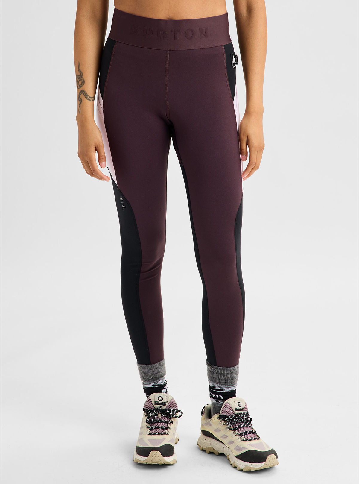 Women's Burton Synthetic Midweight Base Layer Pants - True Black/Bear Hug Brown/Moondust Purple - Burton Pants Base - alternate view 4
