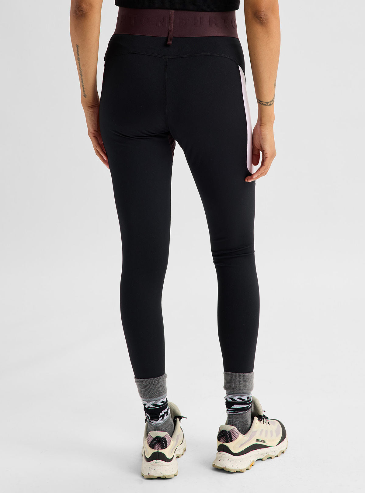 Women's Burton Synthetic Midweight Base Layer Pants - True Black/Bear Hug Brown/Moondust Purple - Burton Pants Base - alternate view 5