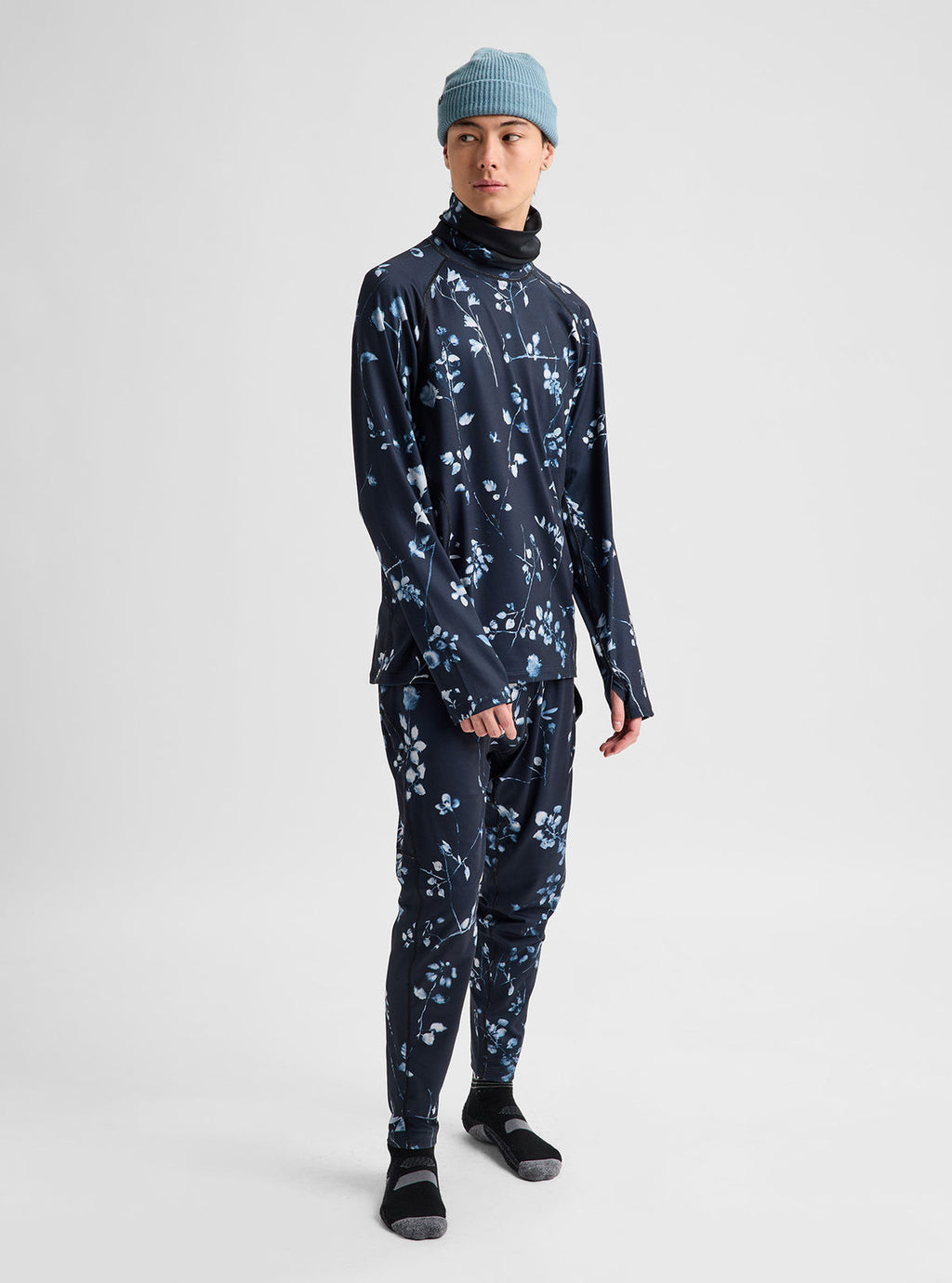 Men's Burton Synthetic Midweight Base Layer Long Neck - Cyanotype Floral - Burton Crew Neck Base - alternate view 3