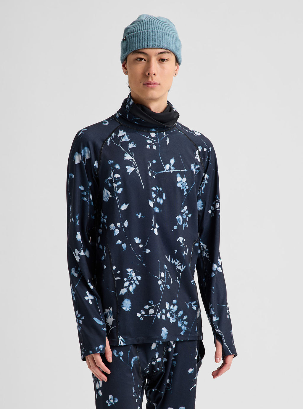 Men's Burton Synthetic Midweight Base Layer Long Neck - Cyanotype Floral - Burton Crew Neck Base - alternate view 4