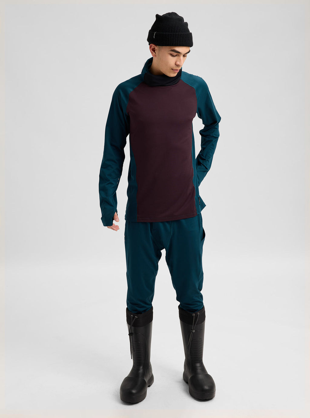 Men's Burton Synthetic Midweight Base Layer Long Neck - Bear Hug Brown/Atlantic Teal - Burton Crew Neck Base - alternate view 3