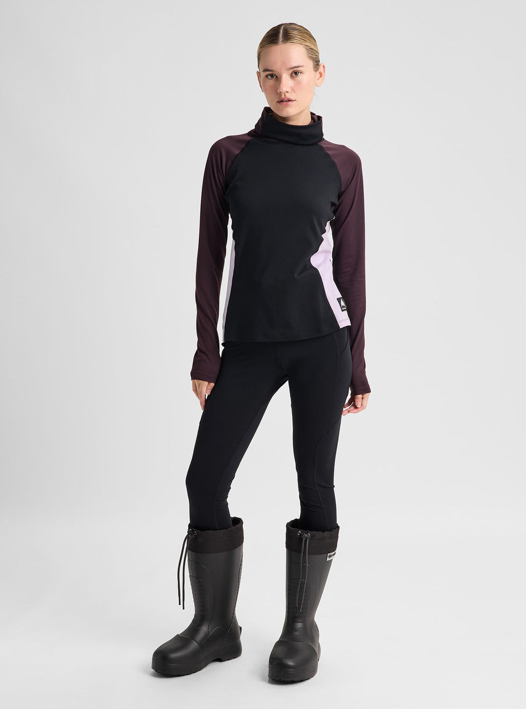 Women's Burton Synthetic Midweight Base Layer Long Neck - True Black/Bear Hug Brown/Moondust Purple - Burton Crew Neck Base - alternate view 3