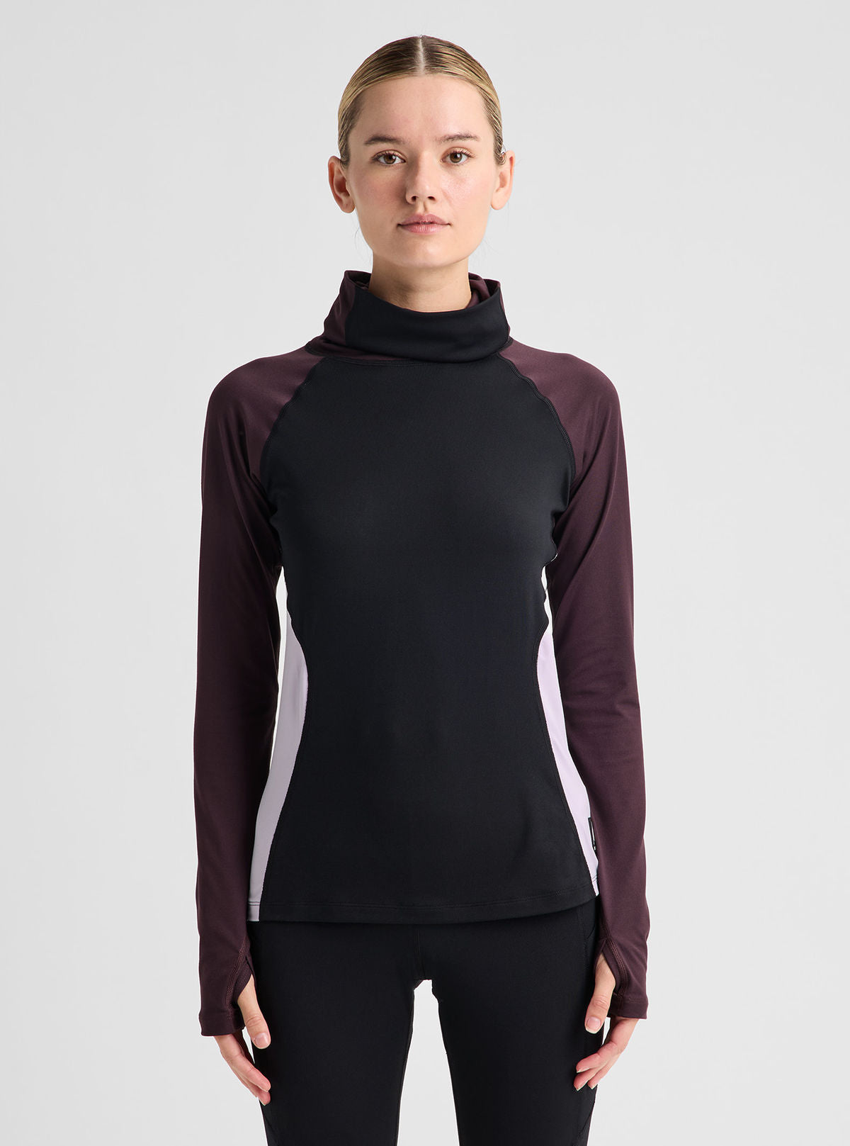 Women's Burton Synthetic Midweight Base Layer Long Neck - True Black/Bear Hug Brown/Moondust Purple - Burton Crew Neck Base - alternate view 4
