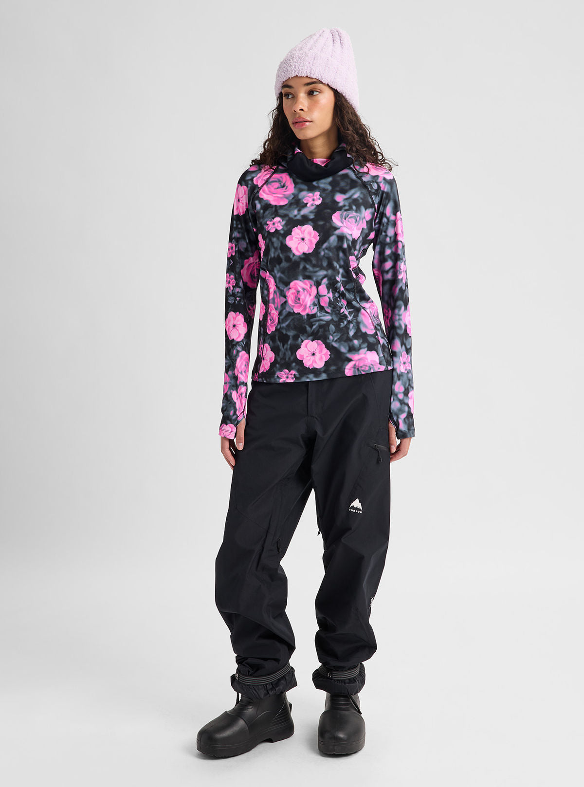 Women's Burton Synthetic Midweight Base Layer Long Neck - Shockwave Floral - Burton Crew Neck Base - alternate view 3