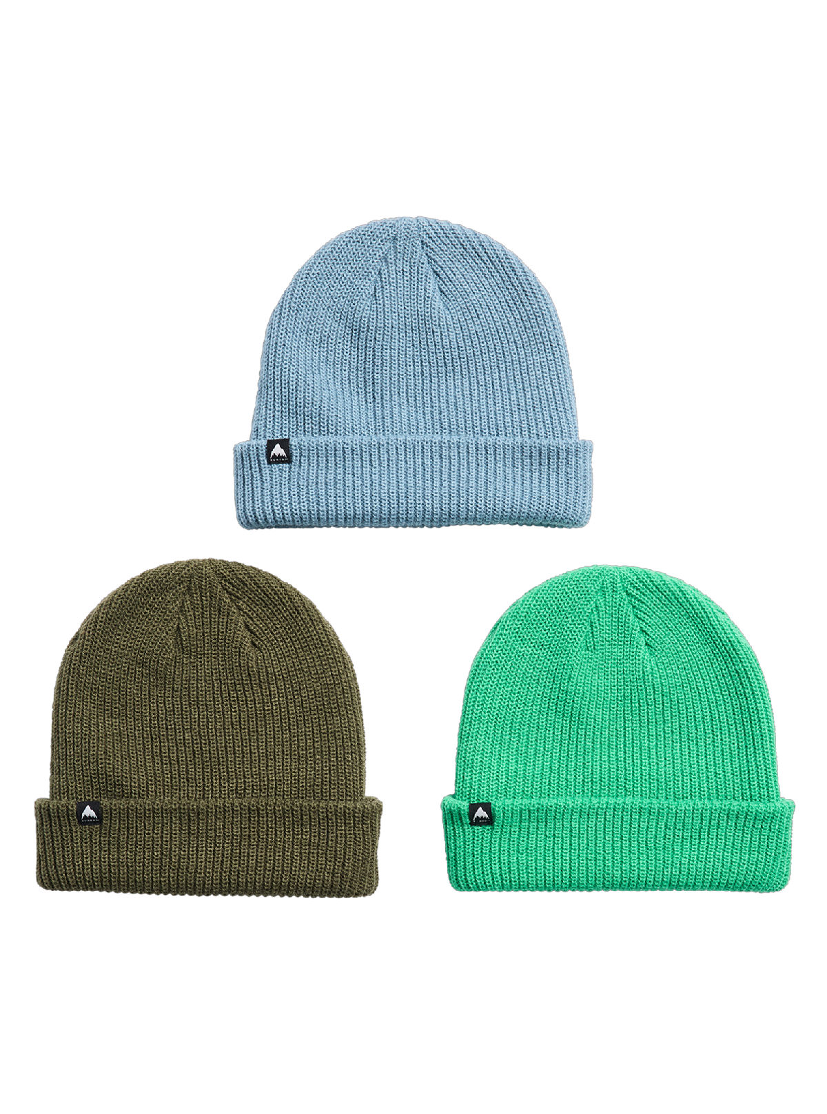 Burton DND Beanie (3 Pack) - Green Voltage/Airstream Blue/Dried Moss - Burton Beanies