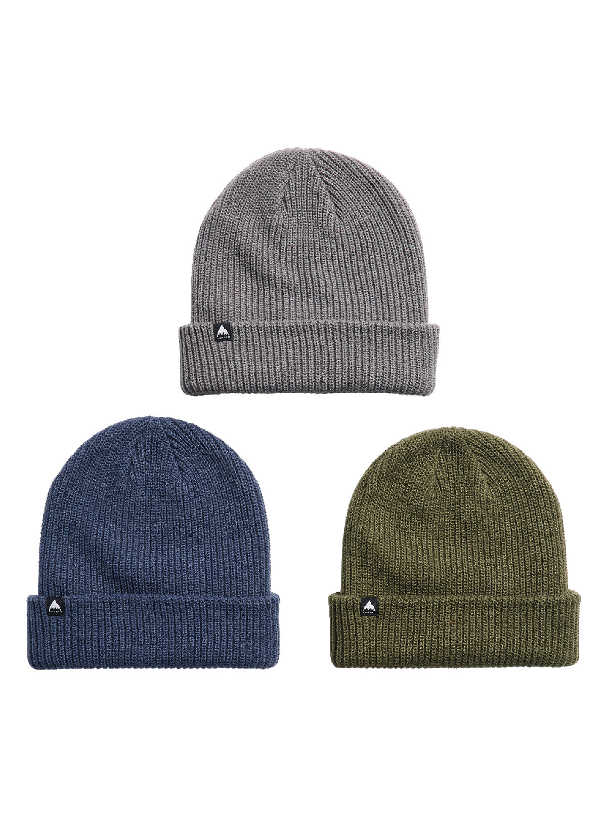 Burton DND Beanie (3 Pack) - Selvedge Blue/Gotham Gray/Dried Moss - Burton Beanies