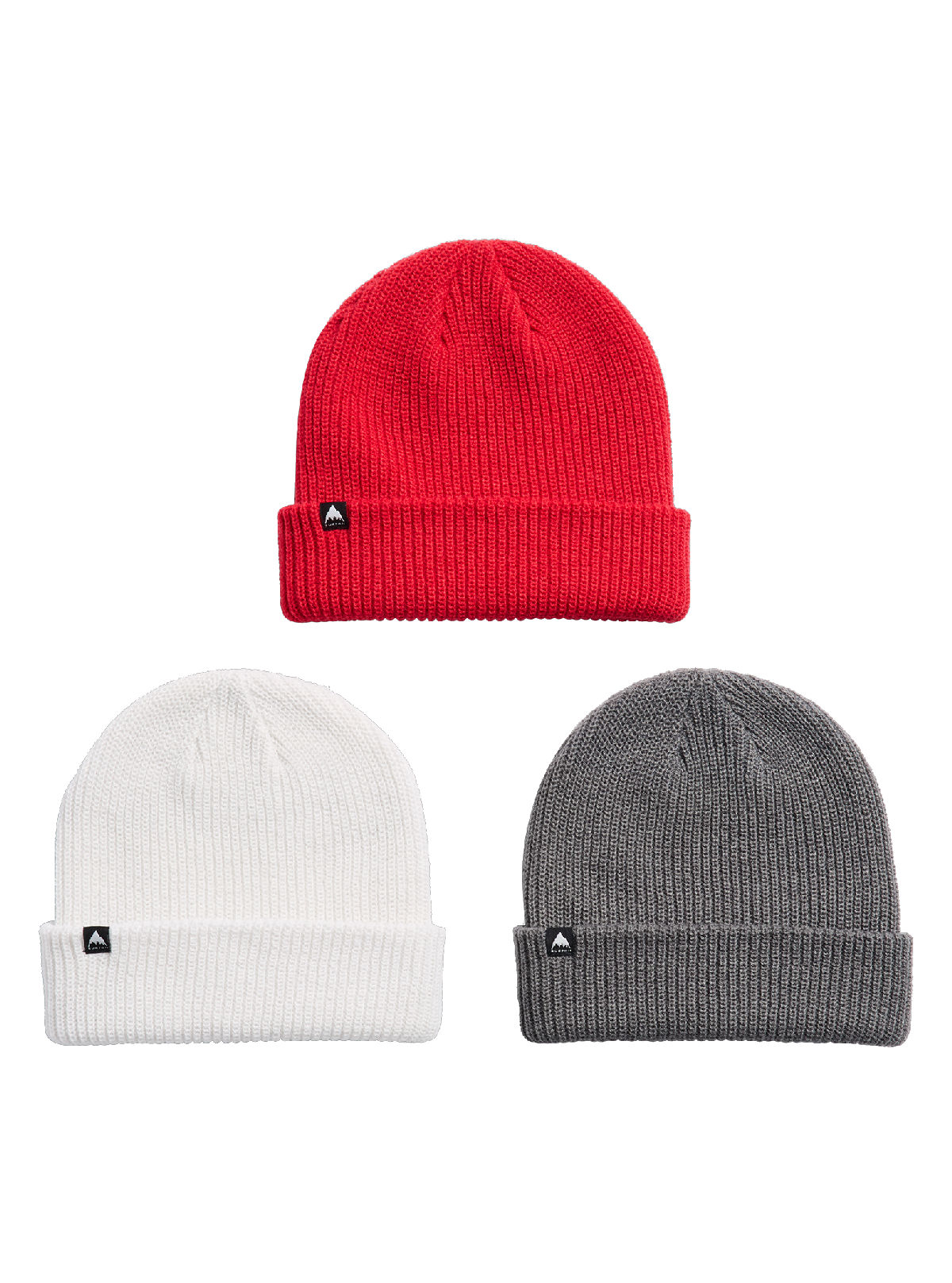 Burton DND Beanie (3 Pack) - Gray Cloud/Gotham Gray/Geranium Red - Burton Beanies
