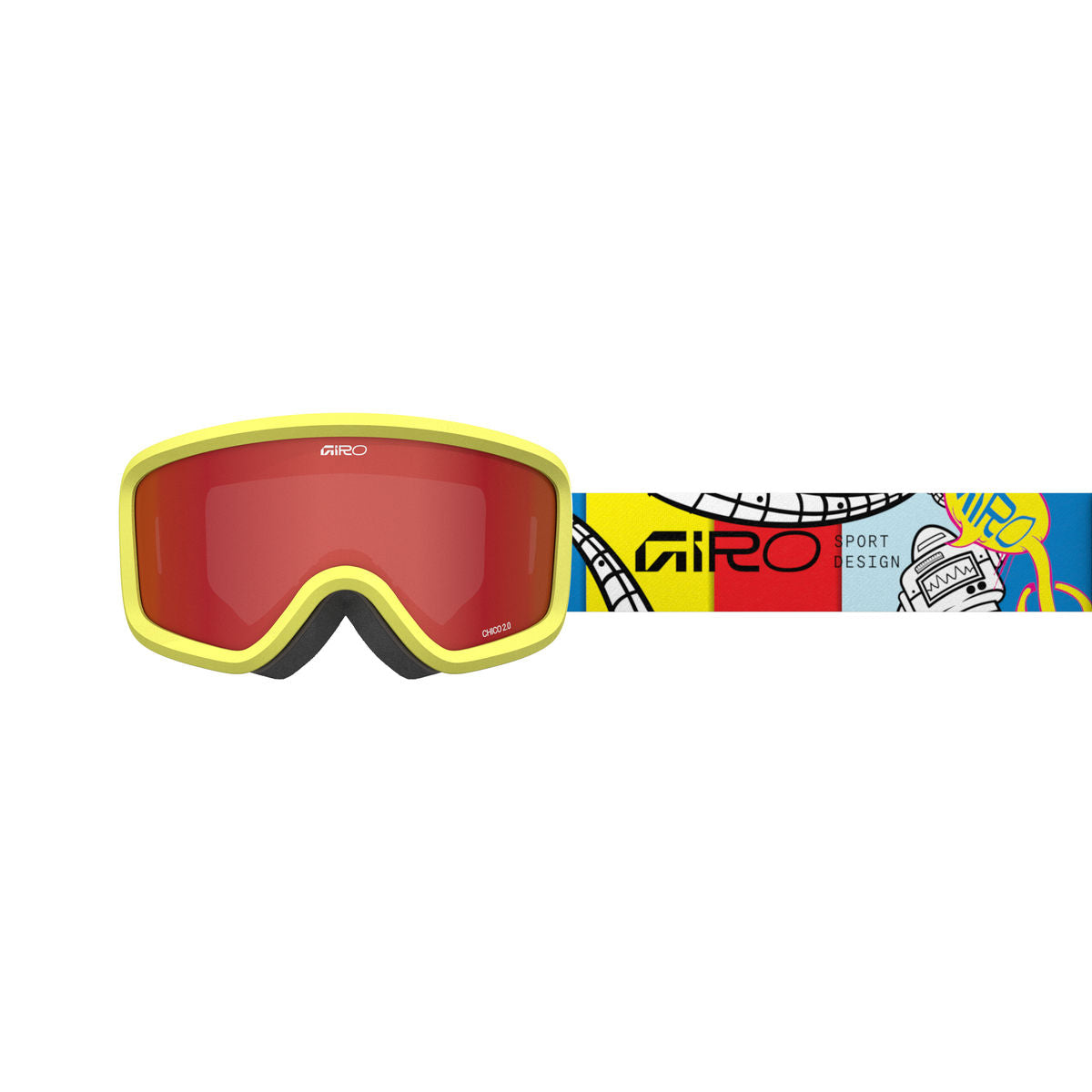 Giro Kids' Chico 2.0 Snow Goggle - Yellow Robot/Amber Scarlet - Traditional Goggle