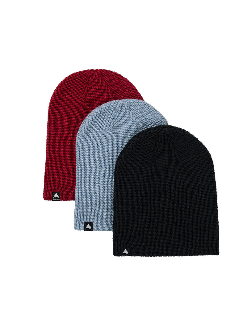 Kids' Burton Recycled DND Beanie (3 Pack) - True Black Dusty Blue Deep Red OS - Burton Beanies
